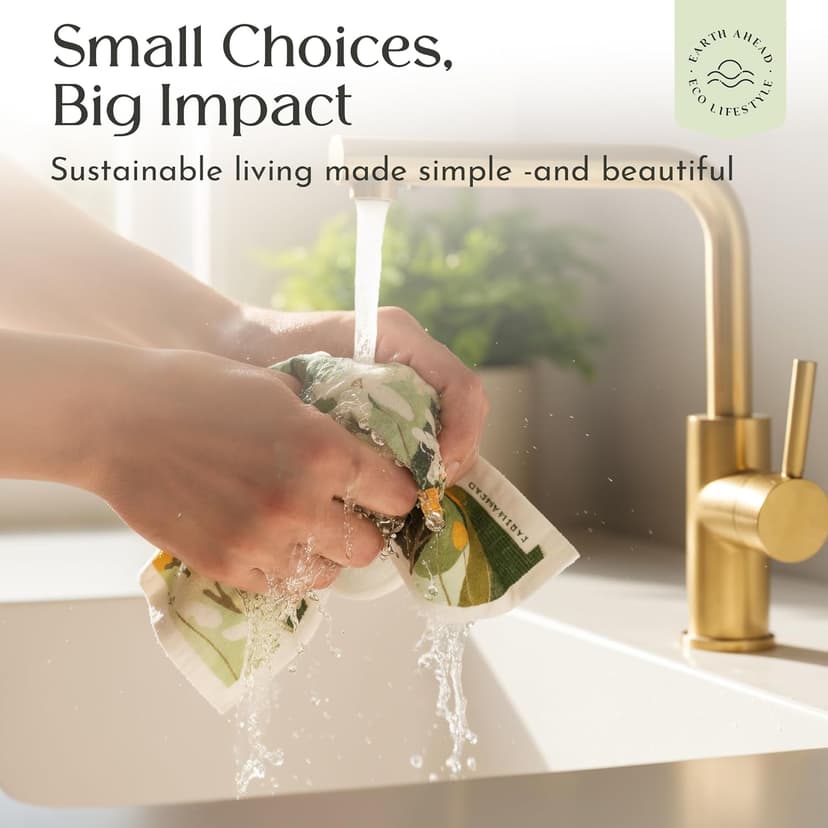 Floral Swedish Dishcloths 6-Pack – Reusable Eco-Friendly Cleaning Cloths in Plantable Packaging, Ultra-Absorbent Kitchen Sponge Cloth Gift Set.