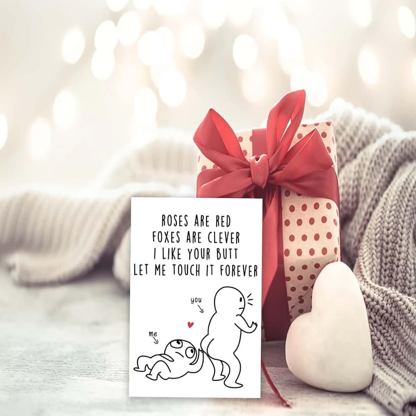 Huameigf Romantic Valentines Day Card for Wife Husband, Naughty Valentine's Day Gifts Ideas for BF GF, Cute Anniversary Birthday Card for Women Men, Rude Touch Your Butt Card