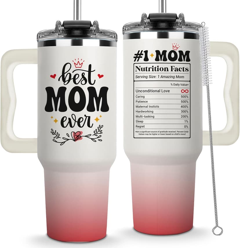 Best Mom Ever Tumbler, Mommy Coffee Mug, Mama Tumblers, Momma Gift Ideas, Funny Birthday Present For Her, Mom Cup, Cute Mother Day Gift Tumbler With Handle 40oz