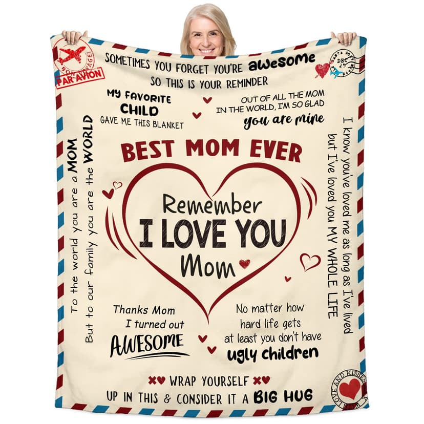 GEEMBI Gifts for Mom from Daughter Son - Super Soft Fleece Throw Blanket for Couch Bed 60x80 in - Mothers Day Mom Birthday Gifts, Mama Gift for Mother, Lightweight Fleece Blanket for Women