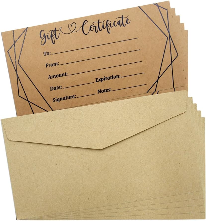 ceiba tree Kraft Blank Gift Certificates for Business 30 Pcs Black Foil Certificate Cards with Envelopes for Salon Restaurants Spa Birthday