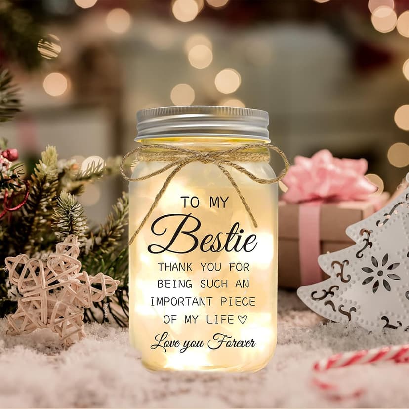 Bestie Gifts for Women Friendship - Mason Jar Night Lights for Friend, Gifts for Friends Female, BFF Soul Sister Work Bestie Gifts for Women, Birthday Thankgiving Christmas Gifts