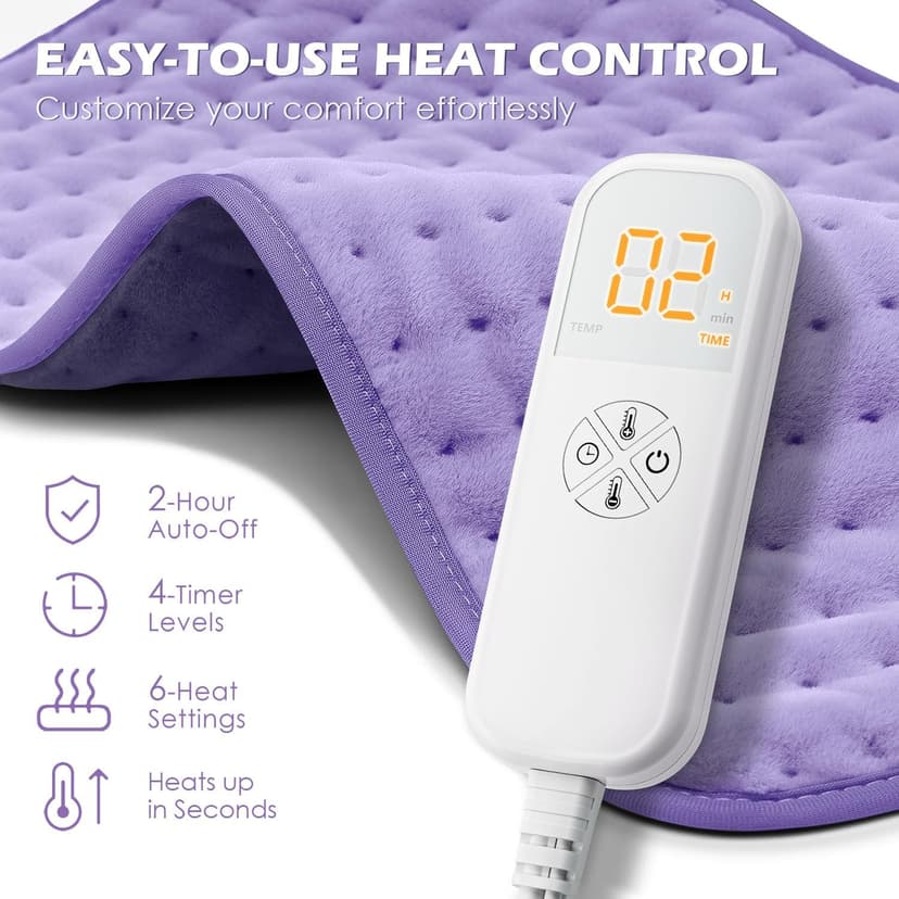 Heating Pad for Back Pain Cramps Relief - Electric Heating Pad for Neck/Shoulder/Muscle Pain - 6 Heat Settings, Auto Off, Moist Heat Options, Machine Washable, Mothers Day Gifts for Mom, Women - XL