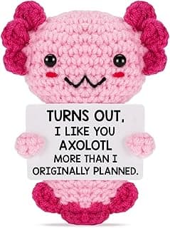 Gifts for New Relationship, Crushes, Valentines, Anniversaries for Him or Her - Mini Crochet Axolotl - Turns Out I Like You More Than Planned, Will You Be My Girlfriend Boyfriend Gf Bf