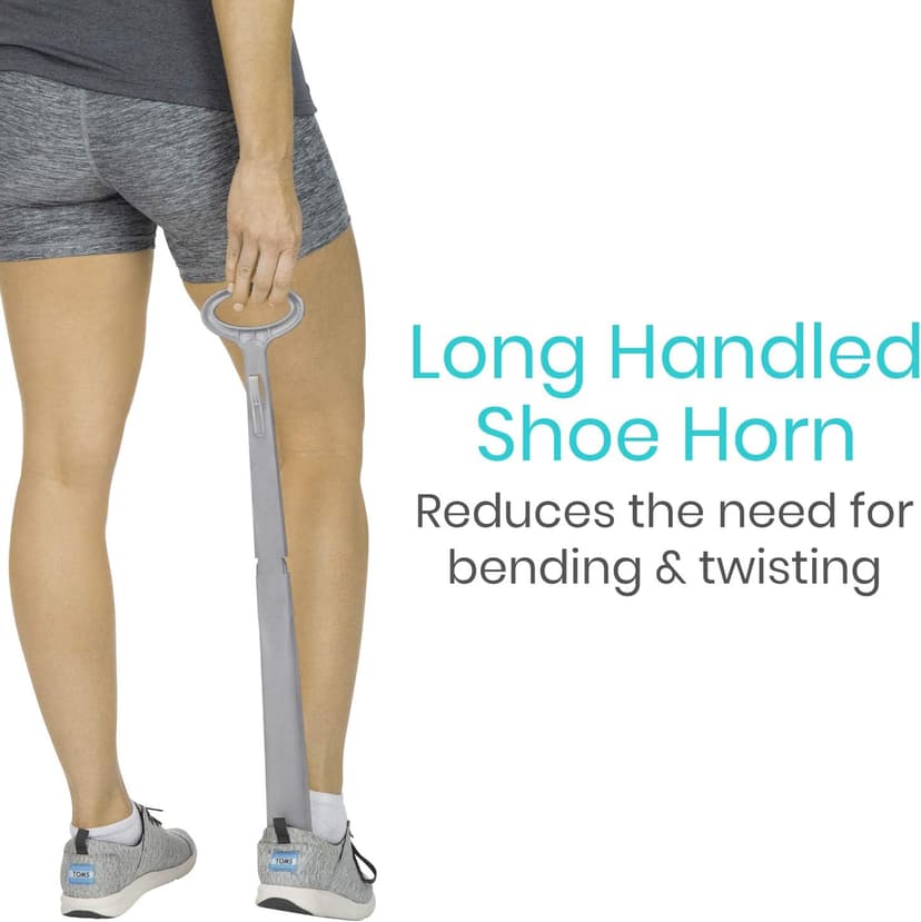 Vive Long Shoe Horn with Handle for Seniors (23") - Sock Remover and Long Handled Shoehorn for Men & Women