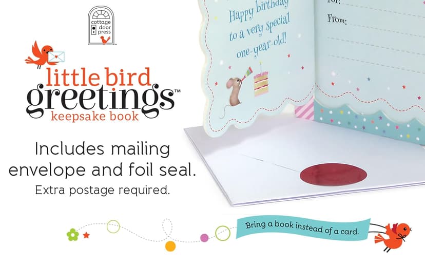 Now You Are One: Little Bird Greetings, Greeting Card Board Book with Personalization Flap, 1st Birthday Gifts for One Year Olds