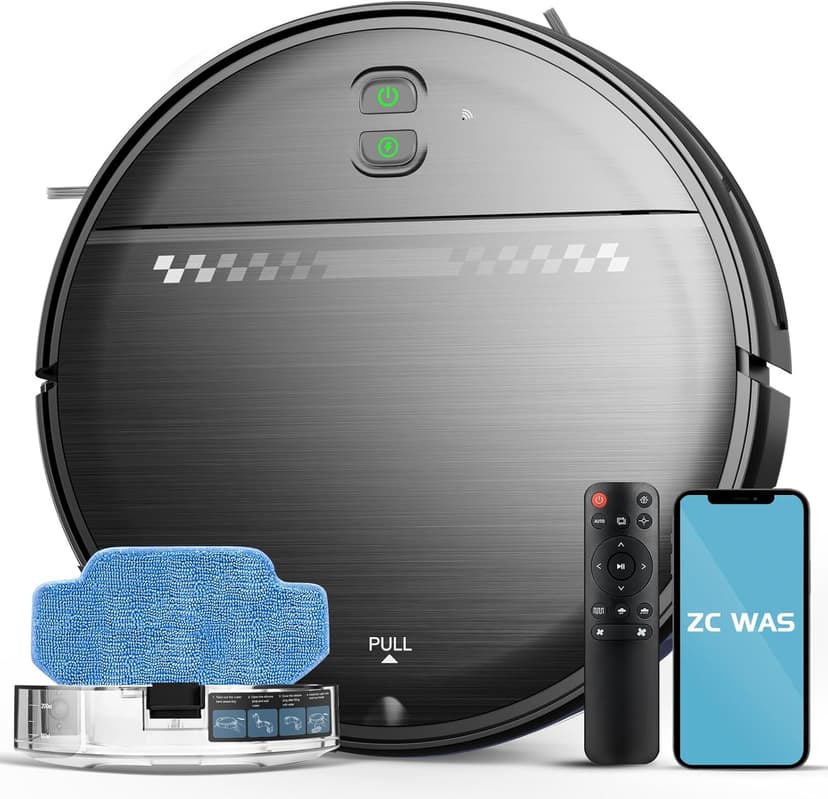 Robot Vacuum and Mop Combo, 2-in-1 Robot Vacuum Cleaner, Perfect for Pet Hair, Hard Floor and Carpet, Anti-Bump, Anti-Fall, App, Voice and Remote Control