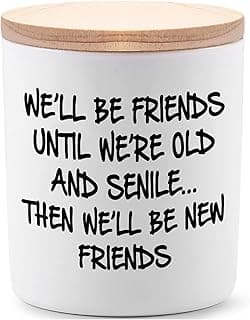 BFJLIFE Best Friend Birthday Gifts for Women Bestie Christmas Friendship Gifts for Women Friends Female Novelty Unique Lavender Scented Soy Candles We'll Be Friends Until We're Old and Senile