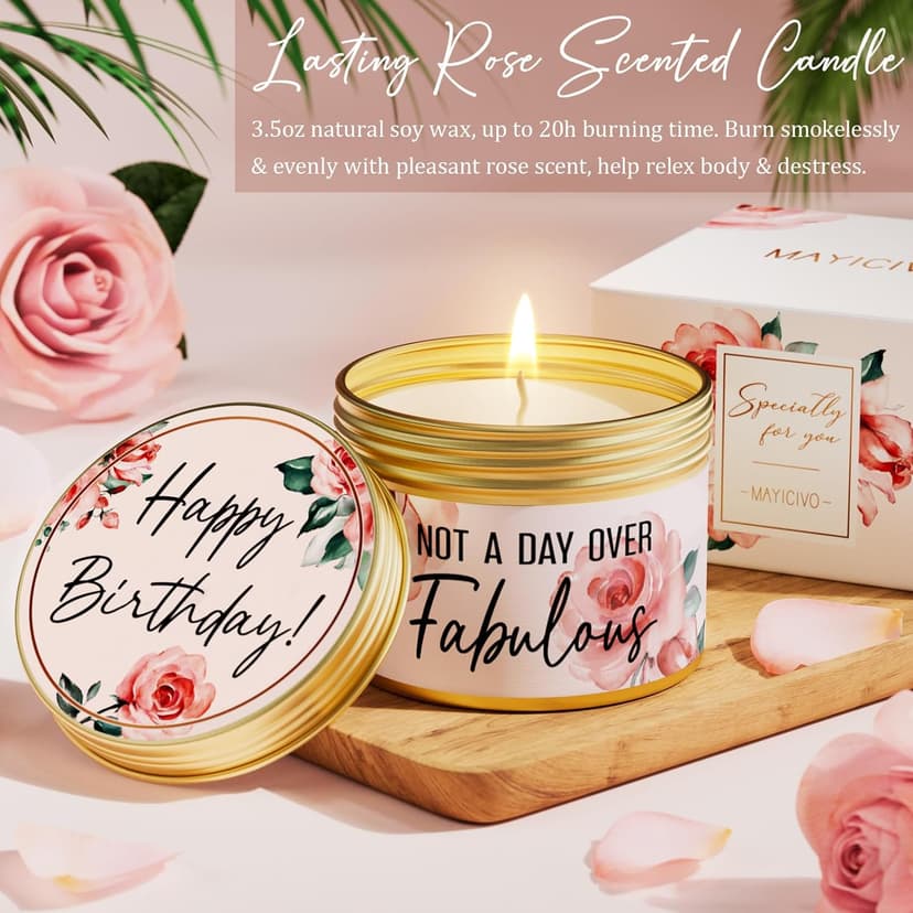 Birthday Gifts for Women Friendship, Unique Happy Birthday Gifts Basket for Mom Her Best Friend Sister Wife Girlfriend Coworker, Luxury Self Care Box Rose Relaxing Spa Gifts Set for Women with Blanket