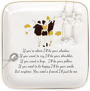 PUDDING CABIN PUDDING CABIN 3 Best Friend Birthday Gift for Women, Ring Dish - If You're Alone, I'll be Your Shadow. If You Want to Cry, I'll be Your Shoulder... Trinket Dish Gift for Female Friends Bestie Gifts