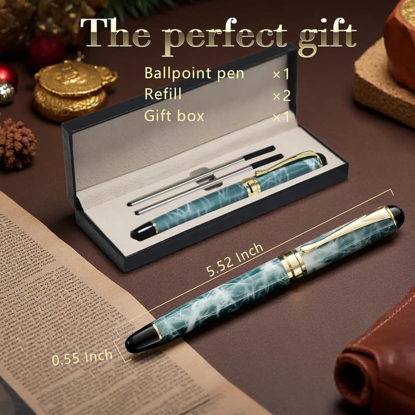 Luxury Ballpoint Pens Black Ink 0.5mm Medium Point Work Pen Smooth Writing,Elegant Fancy Nice Gift Pen Set for Signature Executive Business Office Supplies - Gift Boxed with Extra Refills