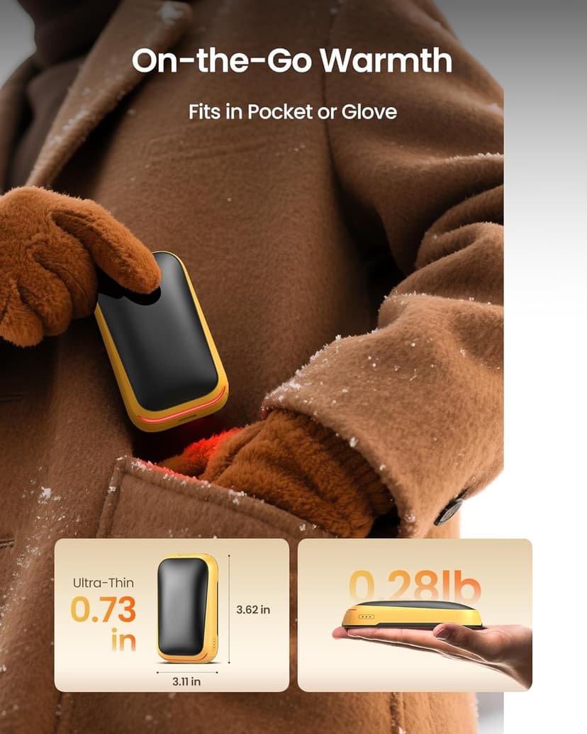 Gaiatop Electric Hand Warmers Rechargeable, Magnetic Pocket Hand Warmer 2-Pack, 3s Fast Heating, Fits in Gloves, for Winter Sports, Hunting Accessories, Stocking Stuffers Gifts for Men Women