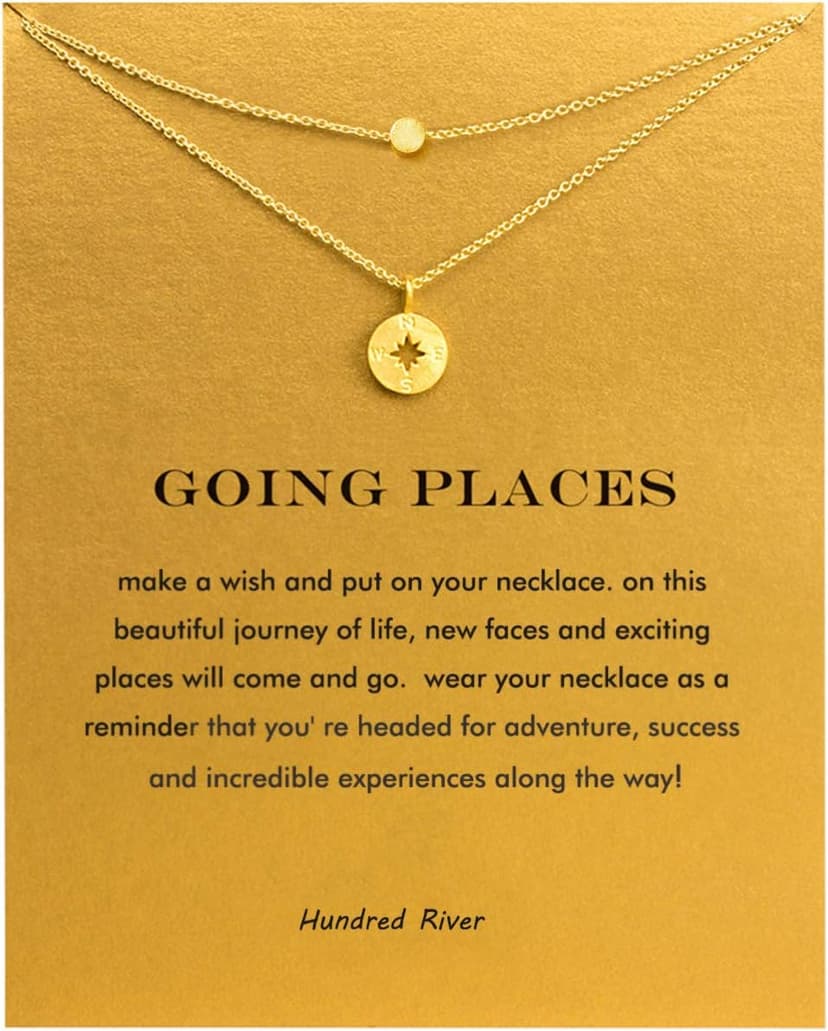 Baydurcan Friendship Anchor Compass Necklace Good Luck Elephant Pendant Chain Necklace with Message Card Gift Card