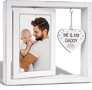 New Dad Gifts, First Time Dad Gifts, Me and My Daddy Picture Frame, Baby Gift for Daddy,Room Decor Vintage Style,Baby Gender Neutral Rotating Photo Frame 4x6