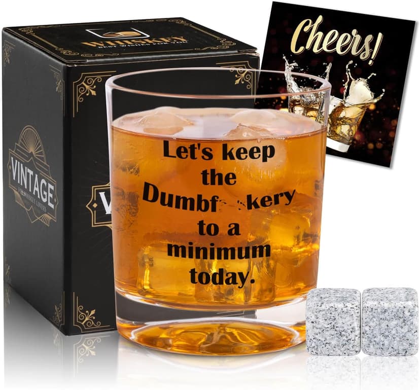 Ithmahco Funny Whiskey Gifts for Men, Funny Whiskey Glasses Bourbon Gifts for Men Women Boyfriend, Christmas Birthday Gift for Dad Husband Daddy, Alcohol Boss Gift for Men Coworker