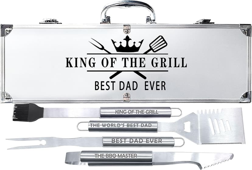 Bonsai Tree Christmas Dad Gifts, Birthday Gifts from Daughter, Best Dad Ever Gift for Christmas - Xmas Cool Grilling Bbq Present for Father from Son - Daddy Stainless Steel Metal Tool Heavy Duty Set 4