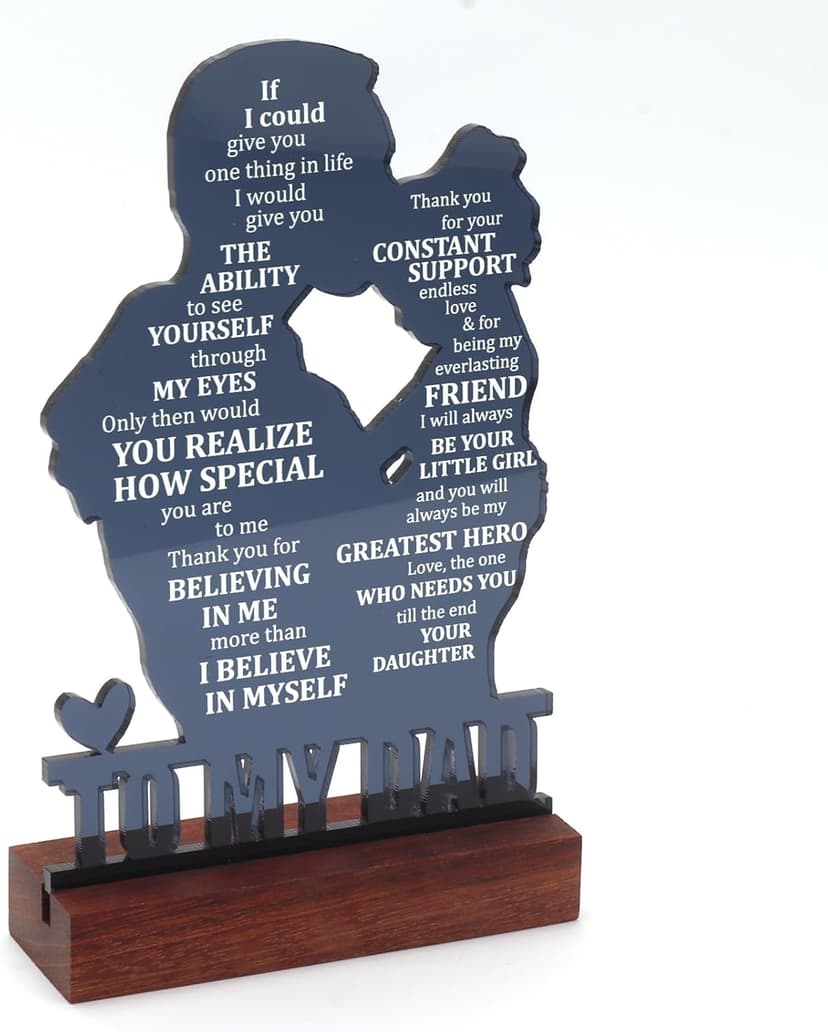 Dad Gifts from Daughter - Meaningful Fathers Day, Birthday, Christmas Sentimental Present for Father, Step Bonus Dad Daddy Papa Pop Old Man Acrylic Keepsake Plaque for Desk Decor Office Home