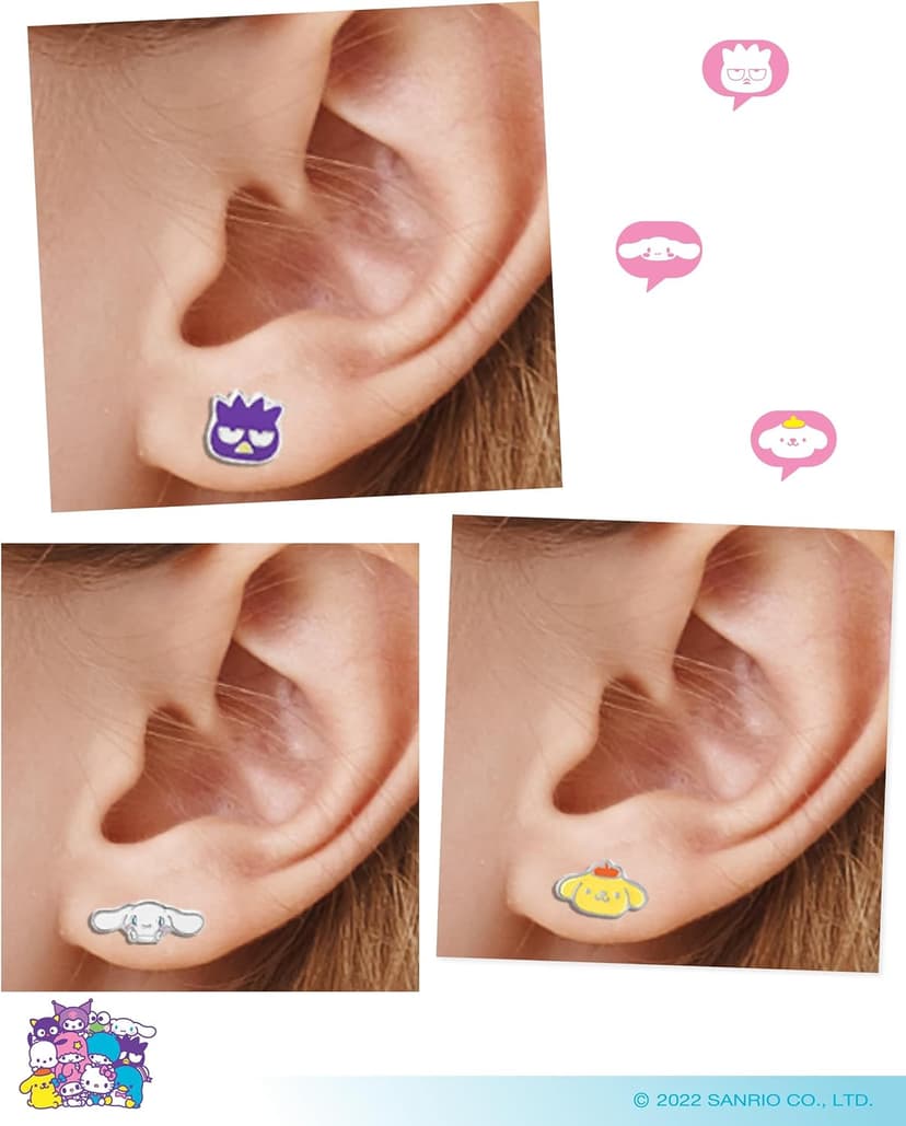Sanrio Hello Kitty Stud Earrings Pack of 12 Pairs - Official License Hello Kitty and Friends Earrings