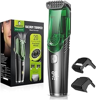 SHPAVVER Vacuum Beard Trimmer for Men: Mustache Trimmer for Less Mess -IPX7 Waterproof- Rechargeable Electric Beard Cutting Kit with Adjustable Length Comb-Built-in Vacuum for Sideburns/Stubble-Gift