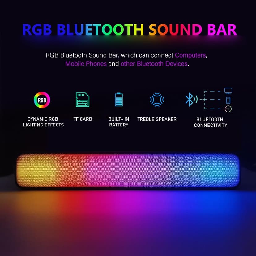 STGAubron Gaming PC Desktop Computer, Intel Core I7 up to 3.9 GHz, Radeon RX 580 8G, 16G RAM, 512G SSD, WiFi, Bluetooth 5.0, RGB Fan x6, RGB BT Sound Bar, Windows 10 Home