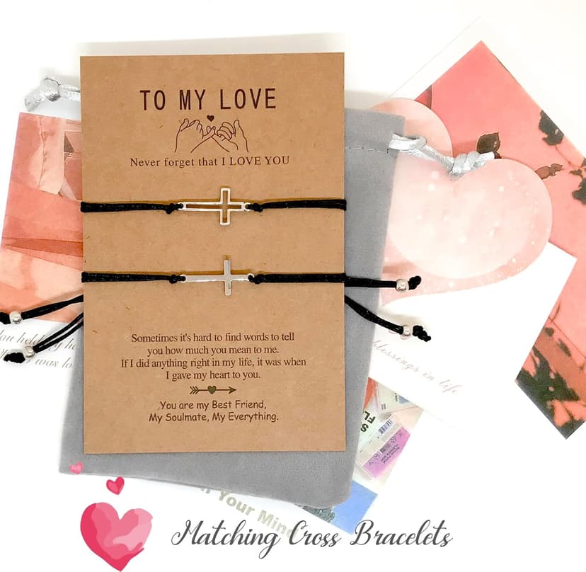 Couples Bracelets Matching Bracelets for Couples Relationship Bracelets for Bf and Gf Cross Bracelet for Best Friends for Him and Her Boyfriend Girlfriend Bracelets
