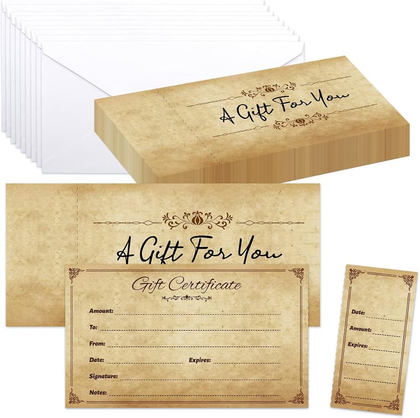 Fancy Land Gift Certificates for Business Christmas Blank Gift Card Certificate with Envelopes for Spa Salon Restaurant Custom Vouchers Supplies 25Pcs
