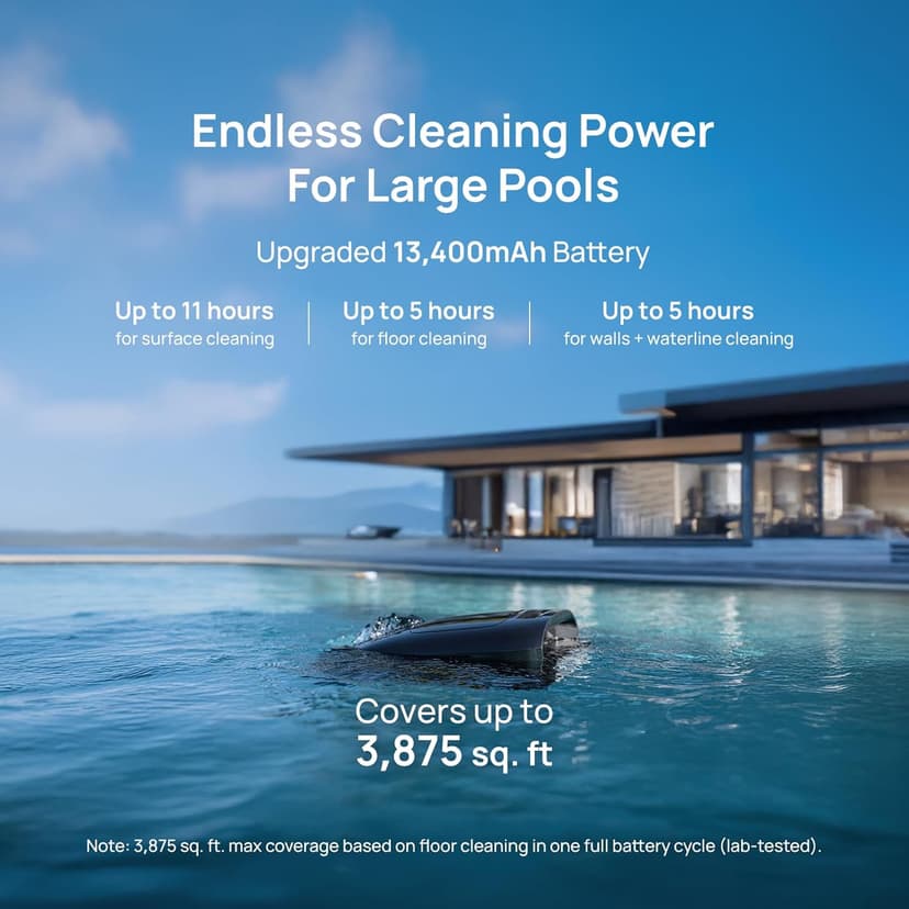 Beatbot AquaSense 2 Pro Cordless Robotic Pool Cleaner, Unmatched 5-in-1 Cleaning, Surface Parking, Skimmer with APP Control, Water Clarification, for Pools up to 3,875 Sq.ft – Obsidian