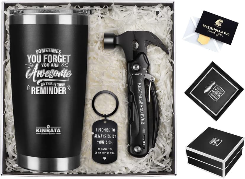 Gifts for Husband from Wife-Best Anniversary Basket Gifts for Men who has everything Fathers Day Funny Birthday Gift Ideas for Him Christmas Unique Romantic Presents Sets, All in One Hammer Multitool