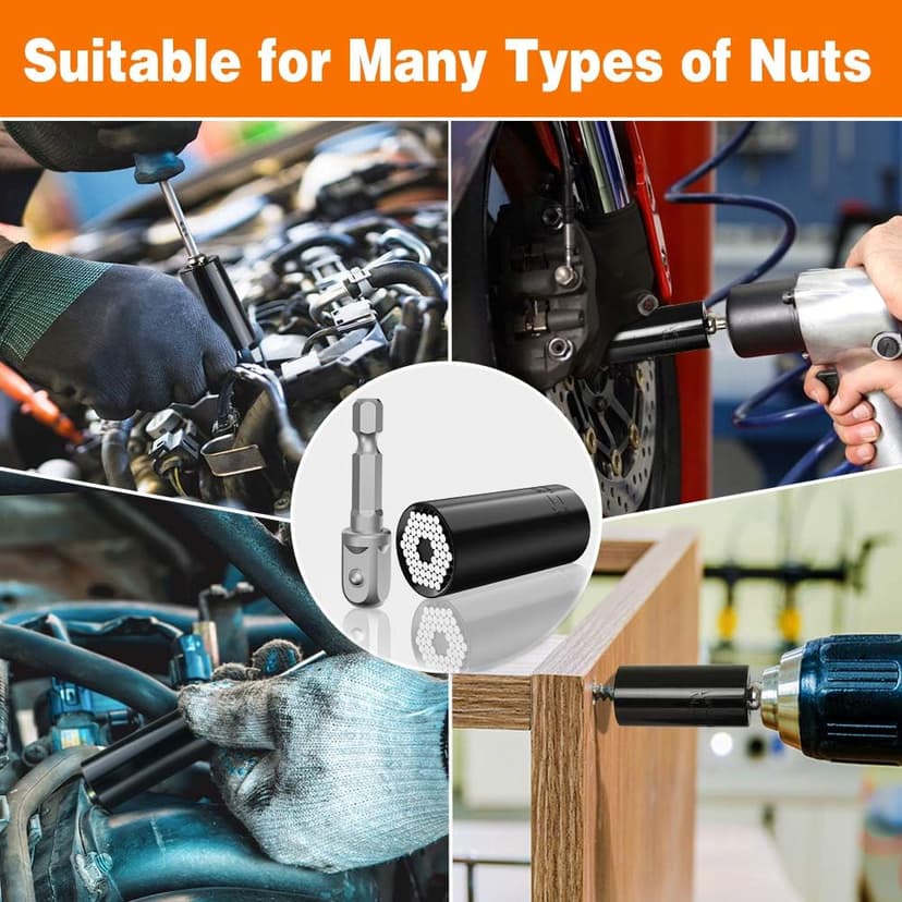 Stocking Stuffers for Men Adults Tools, Super Universal Socket Gifts for Men Grip Socket Set with Power Drill Adapter, Cool Gadgets Christmas Gift for Dad Men Husband Boyfriend Him Who Have Everything