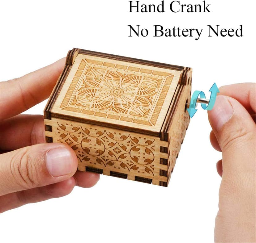 Can't Help Falling in lo Wood Music Box Hand-Operated Antique Engraved Cute Musical Boxes Gift for Love One, Boyfriend, Girlfriend, Husband,Wife Birthday/Wedding Day/Christmas Day Present