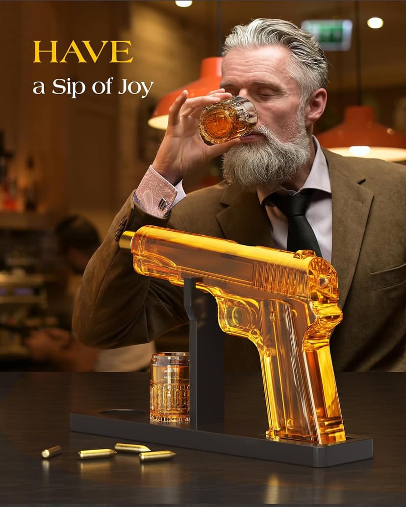 Gifts for Men Dad, Whiskey Decanter Set with 2 Glasses, Unique Gift for fathers day, Husband, Boyfriend, Brother, Anniversary Memorial Day Birthday Gift Ideas, Cool Drinking Accessories for Home Bar