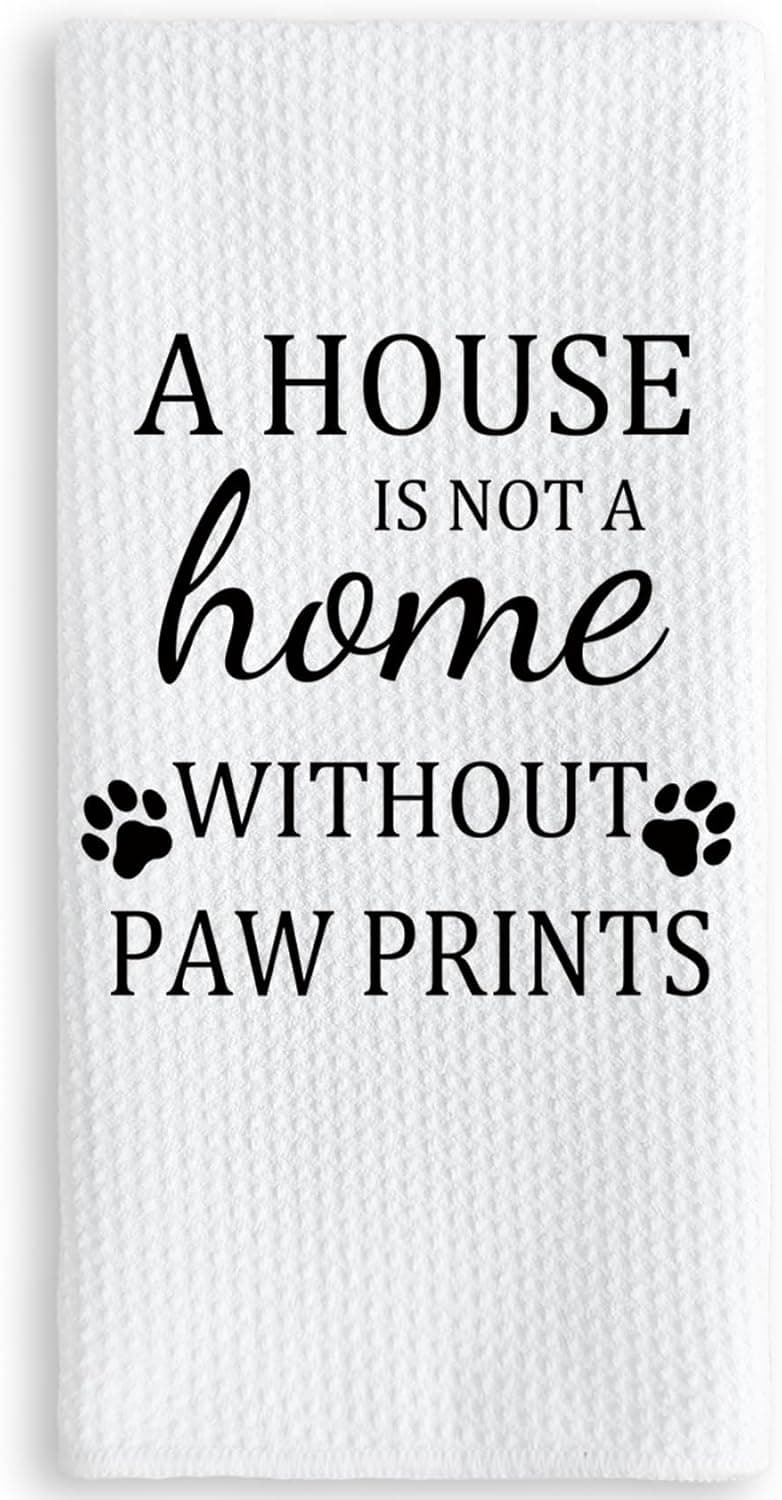 TNUW Dog Themed Gifts Kitchen Towels 16'24', Dogs Mom Gifts for Women, Dog Decorations for The Home, House Warming Gifts New Home, Paw Prints Kitchen Tea Hand Towels,