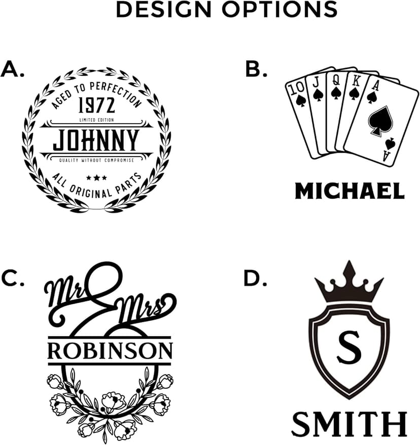 Personalized Whiskey Decanter - 4 Designs - Birthday Gifts for Men 2025, Dad, Husband, Him, Boyfriend - Men Whiskey Gifts - Personalized Gifts for Men - Bourbon, Scotch Gifts - Fathers Day Gift Ideas