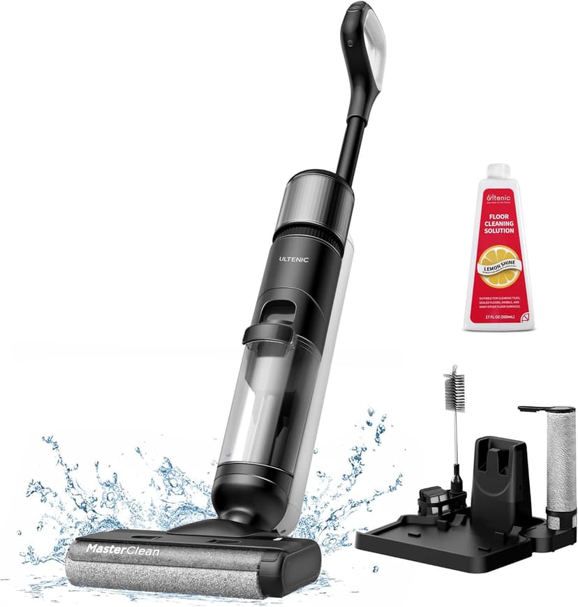 Ultenic Wet Dry Vacuum Cleaner, Cordless Vacuum Mop Combo with Self-Cleaning, 50min Runtime, Smart Mess Detection, Edge Cleaning, LED Display, 3-in-1 Floor Cleaner Machine for Hard Floor, AC1 Elite