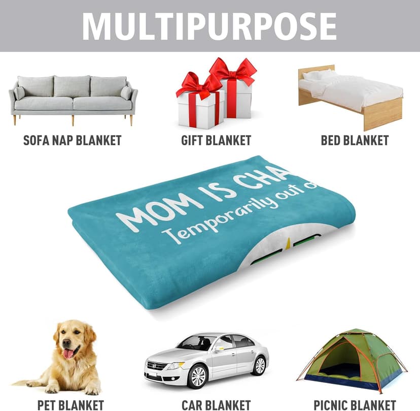 Craftique Gifts for Mom Birthday Christmas- Funny Soft Mom is Charging Blanket- New Moms Gifts for Women, Practical Blanket Throw for Napping Travel, 60”×50”