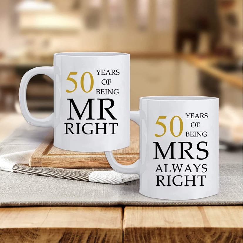 Kwieema 50th Wedding Anniversary for Couples, Golden 50th Anniversary for Parents, 50th Wedding Anniversary Coffee Mugs Grandparents Couples Mugs 50 Year Parents Anniversary Mug