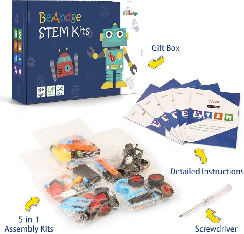 STEM Kits for Kids Crafts 6-8 8-12, Boys Gifts Toys for 6 7 8 Year Old Boy Birthday Gift Ideas, STEM Toys Crafts 6+ 7+ yr, Robotics Science Kits Activities Robot Building Age 8-10 9 10 11 12 13 14