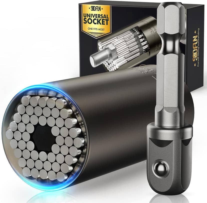 Stocking Stuffers for Men Adults Tools, Super Universal Socket Gifts for Men Grip Socket Set with Power Drill Adapter, Cool Gadgets Christmas Gift for Dad Men Husband Boyfriend Him Who Have Everything