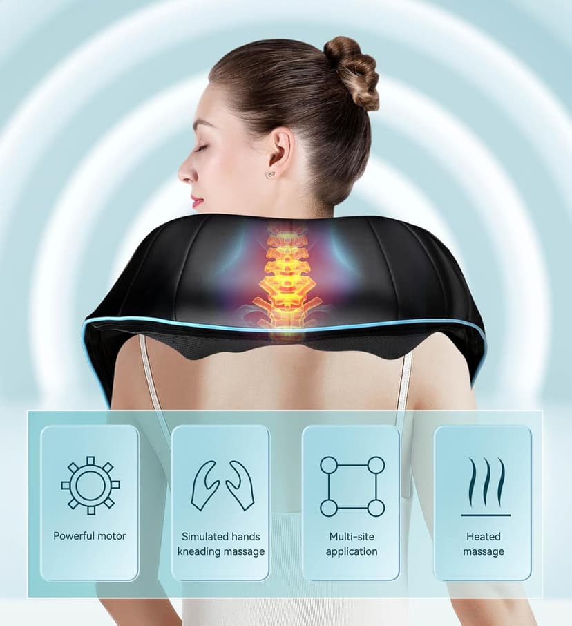 Mo Cuishle Shiatsu Neck and Shoulder Massager with Heat – Deep Kneading Massage for Relaxation – Ideal for Christmas, Mother's Day, Father's Day, Gifts for Men, Women, Mom and Dad