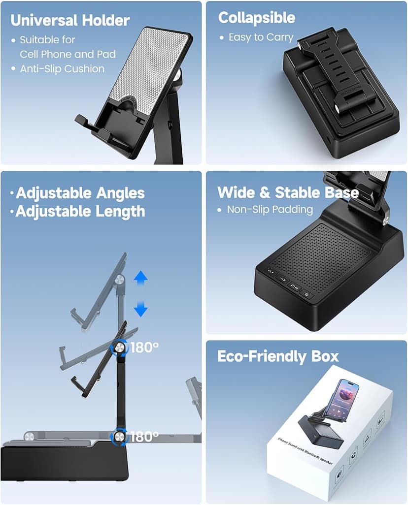 Gifts for Men Women, Phone Stand with Bluetooth Speaker, HD Surround Sound Speaker, Compatible with all iPhone/Android phones iPad Kindle, Cool Gadget Gift for Men Women Dad Mom Christmas Birthday