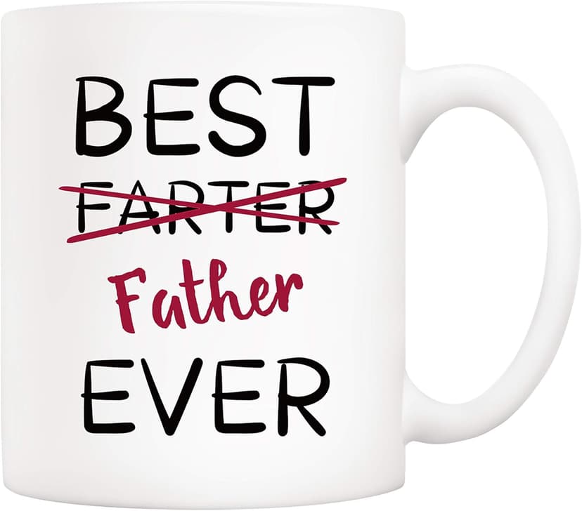5Aup Fathers Day Christmas Gifts Funny Dad Coffee Mug from Child Daughter Son Kids, Best Father Ever Cups 11 Oz, Unique Birthday and Holiday Gifts for Dad Father