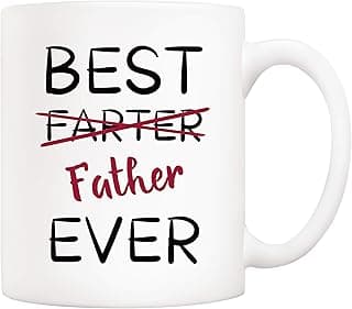 5Aup Fathers Day Christmas Gifts Funny Dad Coffee Mug from Child Daughter Son Kids, Best Father Ever Cups 11 Oz, Unique Birthday and Holiday Gifts for Dad Father