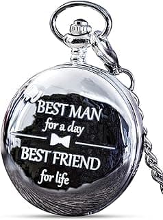 FJ FREDERICK JAMES Wedding Pocket Watches for Groomsman, Best Man, Groom, Father of The Bride & Groom I Silver Engraved I Complete Their Wedding Attire