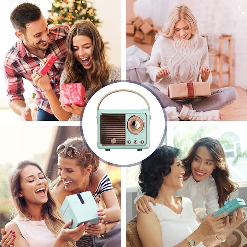 Retro Bluetooth Speaker, Wireless Portable Speaker with Crystal Clear Stereo Sound and Rich Bass, Vintage Decor, Retro Decor, Gifts for Teen Girls Boys Women (Blue)