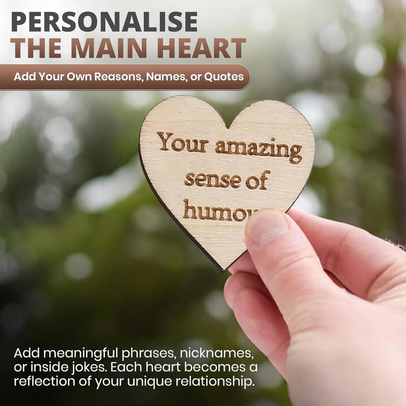 10 Reasons Why I Love You Wooden Hearts - Romantic Anniversary and Valentine’s Gift with 10 Unique Messages in Hessian Bag - Thoughtful Keepsake for Him or Her - Eco-Friendly No Plastic