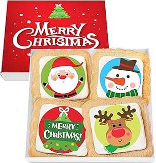 Christmas Cookies Gift Baskets Box for Men Women Kids | Holiday Cookie Treats decorated | Individually Wrapped Sugar | Nut Free | 4 Pack