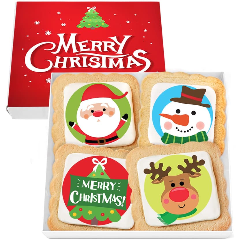 Christmas Cookies Gift Baskets Box for Men Women Kids | Holiday Cookie Treats decorated | Individually Wrapped Sugar | Nut Free | 4 Pack