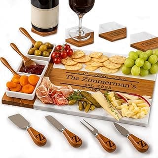 Personalized Charcuterie Board, Marble Cheese Boards for Bridal Shower Gifts, Perfect Housewarming Gifts for Couples, Custom Wedding Gifts, New Home Gift for Christmas
