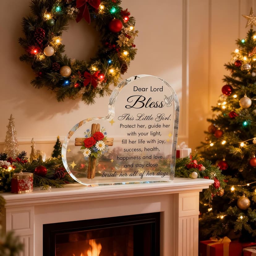 Baby Girl Baptism Gifts, Christmas First Communion Catholic Confirmation Gifts for Newborn BabyGirl, Acrylic Plaque Christian Christening Dedication Baptismal Gift for Teenage, Little Girl