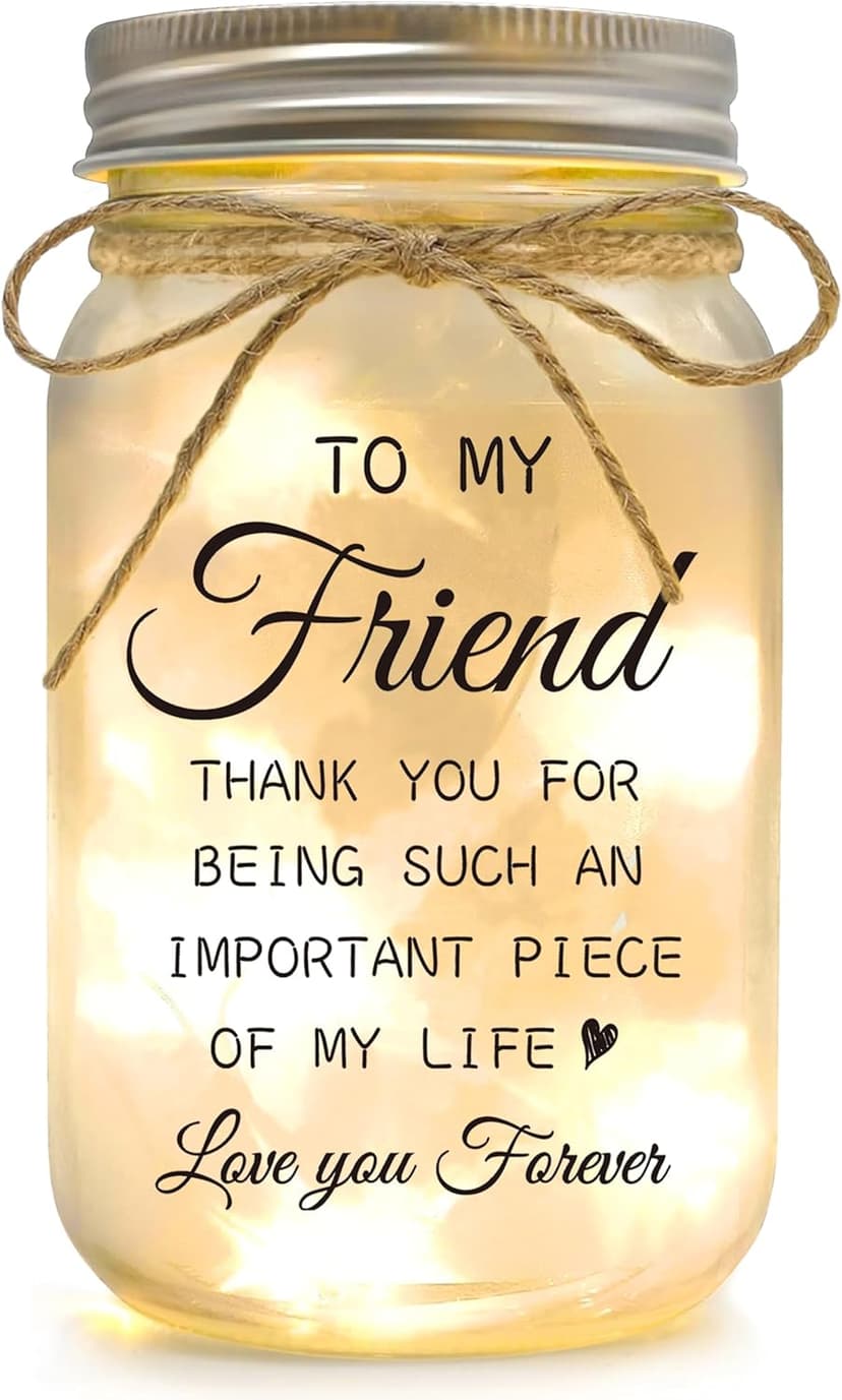 Friendship Gifts for Women, Mason Jar Night Lights for Friend, Gifts for Friends Best Friend Birthday Gifts, Thankgiving Christmas Gifts for Women